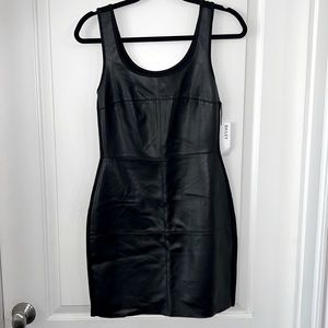 Scoop neck vegan leather dress